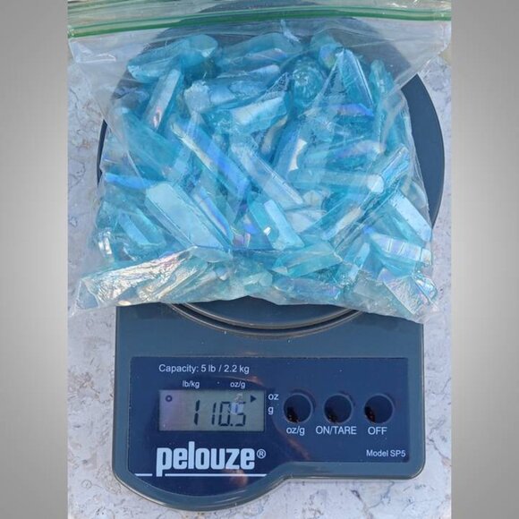 HUGE BUNDLE! AQUA AURA quartz crystal stone rock points GOLD infused quartz - Picture 3 of 3